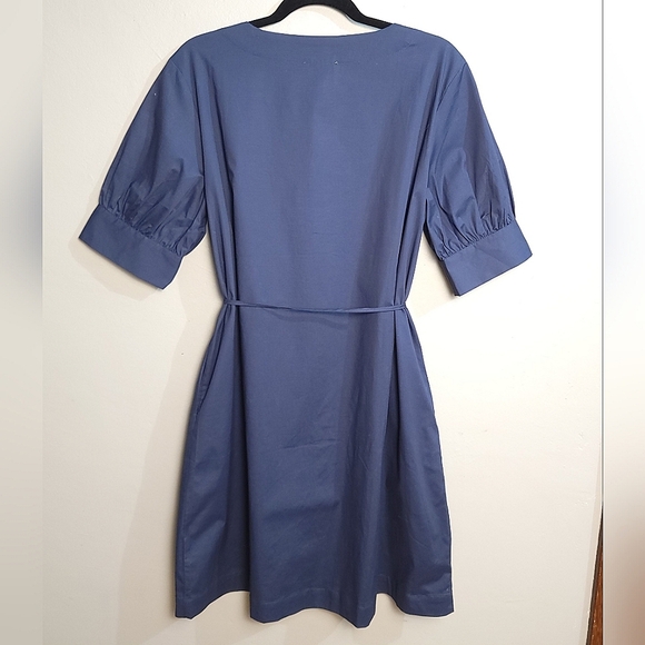 H by Halston NWT Classic Navy Linen Button Up Belted Knee Length Dress - MEDIUM - Picture 7 of 12